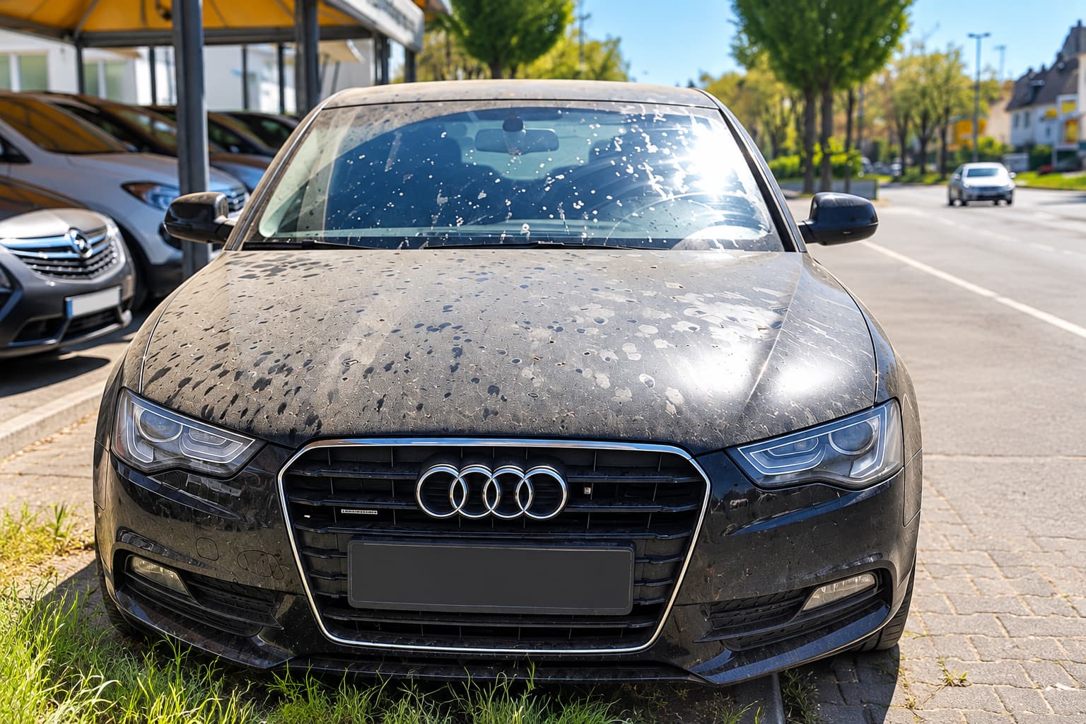 Lack vor der Aufbereitung (Fahrzeuglack vor und nach der Aufbereitung)